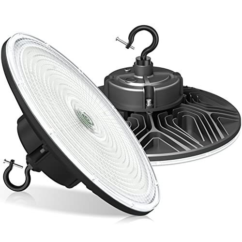150W UFO-LED-High-Bay-Light, UL Listed 5000K Daylight 21000LM, 0-10V Dimmable LED High Bay Lights, IP65 Waterproof Commercial Bay Lighting Fixture AC100-277V for Warehouse(1 Pack) (150W)