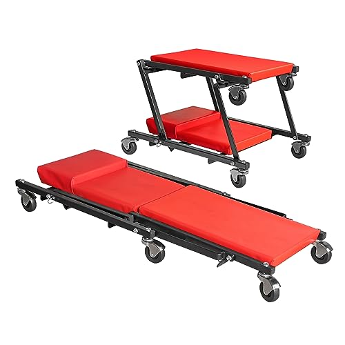 36" Rolling Foldable Automotive Creeper (Red Foldable Creeper)