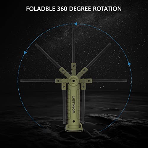 3 Pack Rechargeable LED Work Lights with Magnetic Base and 360° Rotation (Green / 3 Pack)
