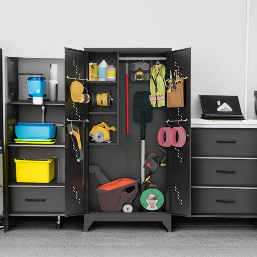 75" Metal Storage Cabinet with Lock (75"h Dark Black)