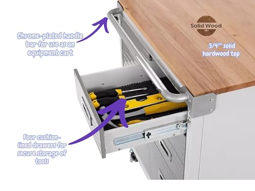 Heavy Duty Rolling Storage Cabinet with Wheels and Drawers (1 Door, 4 Drawer (28" W x 25" D x 34.5" H) / Granite)