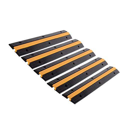 5 Pack Rubber Cable Ramp Hose Cable Protector Ramp 1 Channel 11000Lbs Load Capacity Traffic Speed Bump Wires Power Lines Extension Cord Cover for Indoor Outdoor (11000Lbs-1Channel-5Pack)