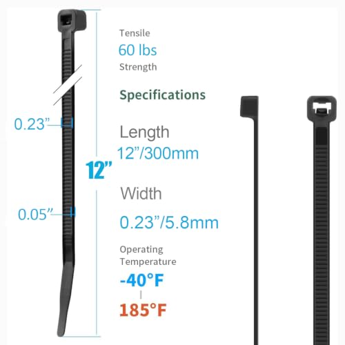 12 Inch Black Zip Ties 1200 PCS (Black / 12“(1200PCS))