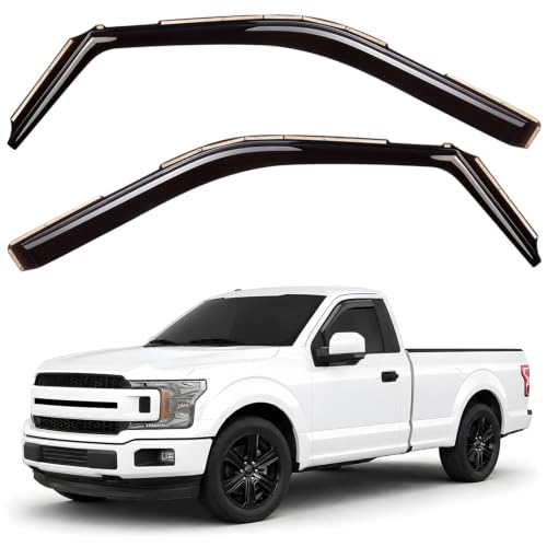 Window Deflectors Smoke Tinted in (For F150 15-20 Regular Cab)
