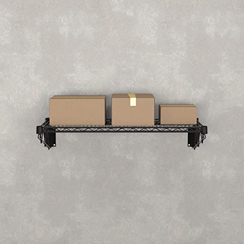 14" x 36" Black Epoxy Wire Wall Mount Shelf (Black / 14" x 36")