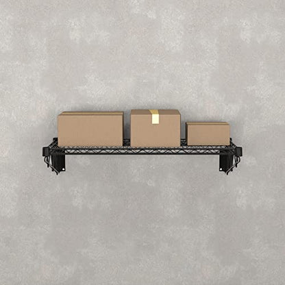 14" x 36" Black Epoxy Wire Wall Mount Shelf (Black / 14" x 36")