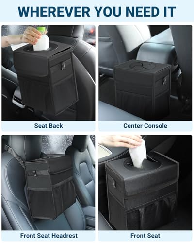 Car Trash Can with Lid (3 Gallons / Black)