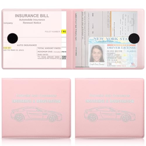 Car Registration and Insurance Card Holder (Mesh Texture Pink)