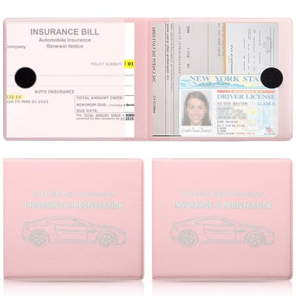 Car Registration and Insurance Card Holder (Mesh Texture Pink)