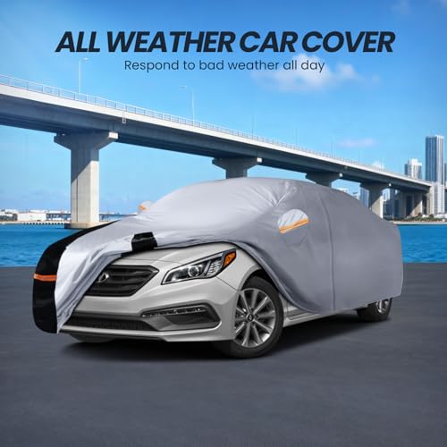 Multi Layer Car Cover Custom Fit for Hyundai Sonata (W.Custom Fit Hyundai Sonata / White Car Cover)