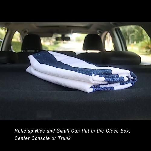 Car Seat Cover Protector Front Seats (2Pcs Front Seat Towel / Blue Stripe)