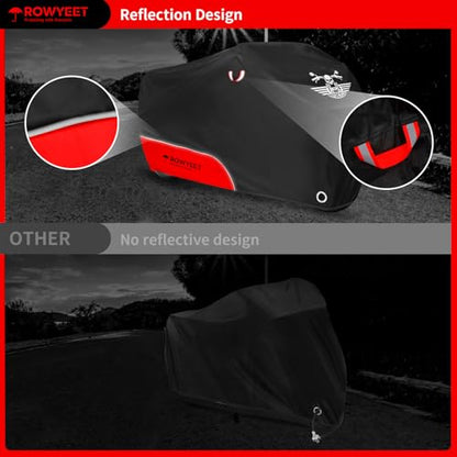 Motorcycle Cover Waterproof Outdoor Storage All Season Protection (420D Red / 116")