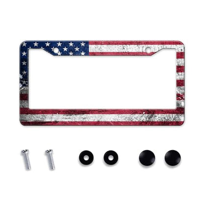 Vintage American Flag License Plate Frame (Retro American Flag)