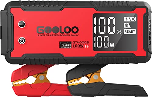 GT4000S 12V 4000A Peak Jump Starter with 100W Two (Red)