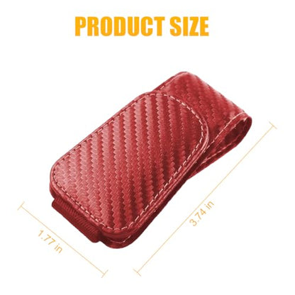2PCS Sunglasses Holders for Car Sun Visor (2 Pack / Red/Carbon Fiber)