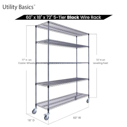 NSF Commercial 5 (60"18"x72" 5-Tier / Black)