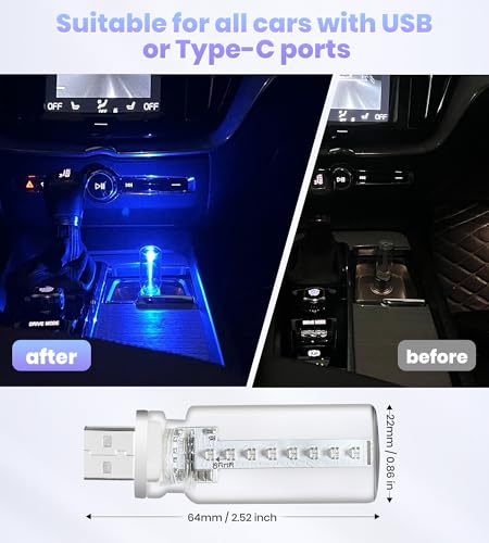 2PCS USB Car Interior Ambient Light (2pcs-frosted Led)