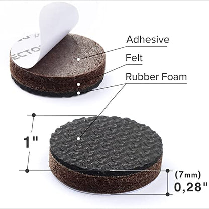 Non Slip Furniture Pads 16 pcs 1" X (16 Round 1")