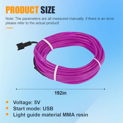 EL Wire Interior Car LED Strip Lights (Purple)