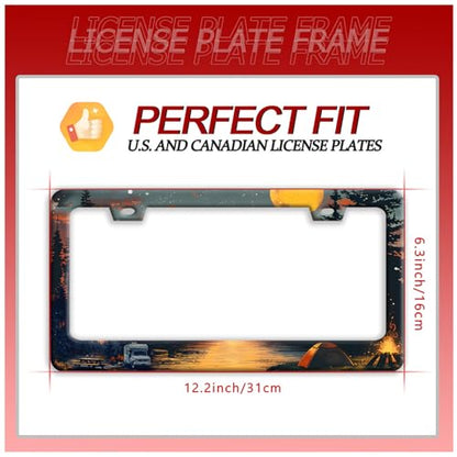 Camping License Plate Frame Stainless Steel Forest License Holder (Camping Forests)