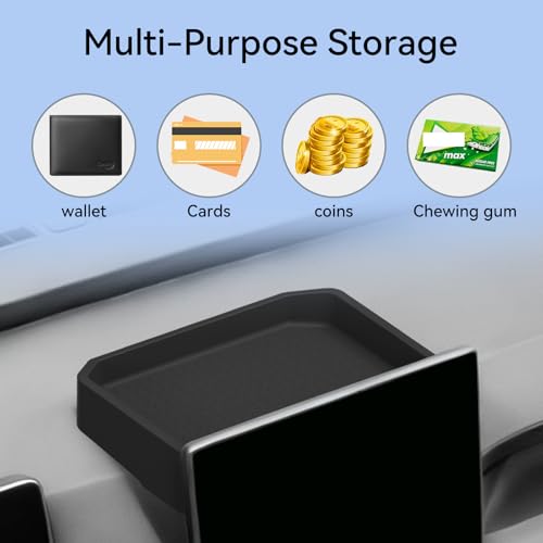Dashboard Storage Box for Toyota RAV4 2026 Center Console Organizer Box Behind Screen Organizer Tray Silicone Interior Accessories (26RAV4 D-BOX US)