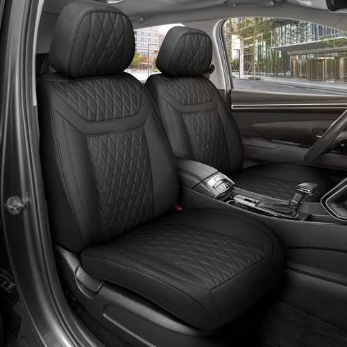 Curated Blackstone Napa Leather Seat Covers for Cars & SUVs (Black (Blackstone) / Front Seats)