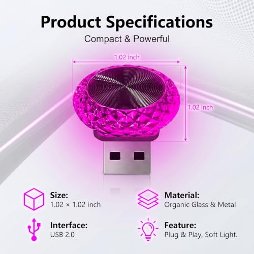 Car Interior USB LED Atmosphere Lamp (1PC / Purple)