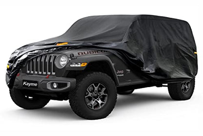 7 Layers Waterproof Car Cover for Jeep Wrangler 4 Dr (PE-Black / Custom Fit Jeep Wrangler 4 Dr)