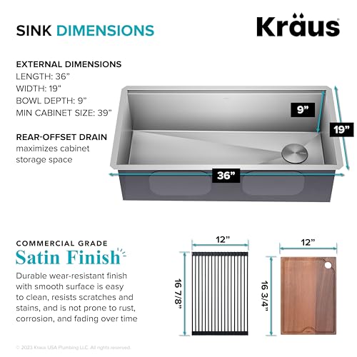 Stainless Steel 36 in Undermount Kitchen Sink KWU110 (Stainless Steel / 36 Inch / Sink)