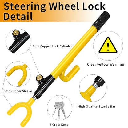 Heavy Duty Steering Wheel Lock (Yellow)