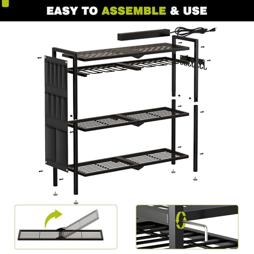 Power Tool Organizer Cart with Charging Station (Black)
