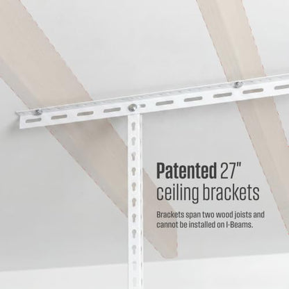 White 4x8 Overhead Storage Rack w (White / 12"-21")