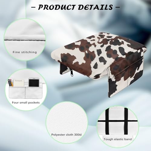 Black Brown Cow Print Car Center Console Armrest Cover Anti (Black Brown Cow Print)