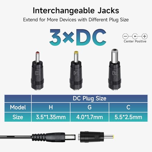UL Listed 15V 1A 6 ft AC DC Power Supply Adapter with 3 Tips Replacement Backup Cord for Litter (15V1A+3 Tips)