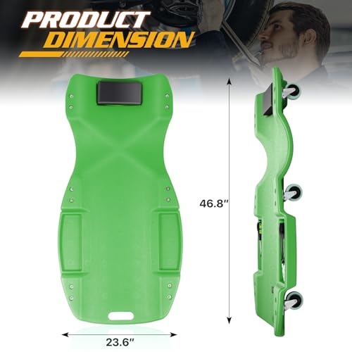 Mechanic Creeper with Padded Headrest & Tool Trays (Green / 46.5")