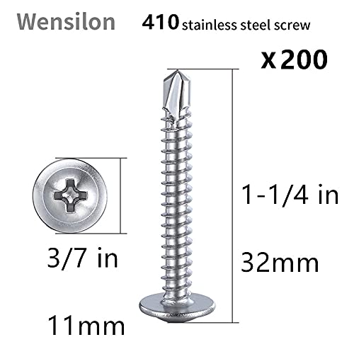 200pcs）#8×1 1 (#8X1-1/4" / Silver)