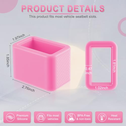 2PCS Seat Belt Buckle Holder (Fluorescent Pink)