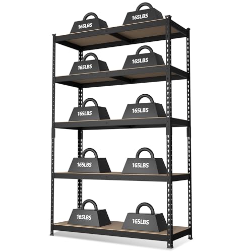 Shelving with MDF Board (Black / 35.3"W x 17.5"D x 72"H)