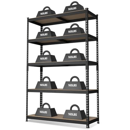 Shelving with MDF Board (Black / 35.3"W x 17.5"D x 72"H)