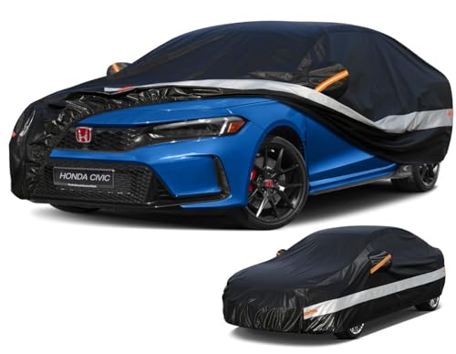 10 Layers Car Cover Custom Fit for Honda Civic Sedan (Black Gray / Custom Fit for Honda Civic)