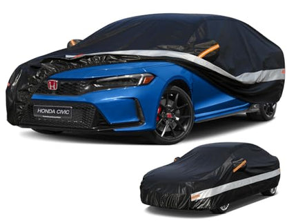 10 Layers Car Cover Custom Fit for Honda Civic Sedan (Black Gray / Custom Fit for Honda Civic)