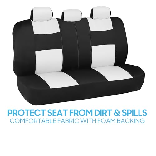 PolyPro Car Seat Covers Full Set in White on Black (White)