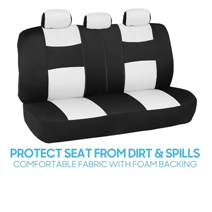 PolyPro Car Seat Covers Full Set in White on Black (White)