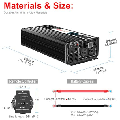 2000W Pure Sine Wave Inverter (DC48V (Range 40V-60V) 2000W)