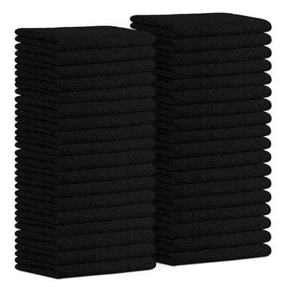 Microfiber Cleaning Cloths (Pack of 36 - 16x16 Inches / Black)