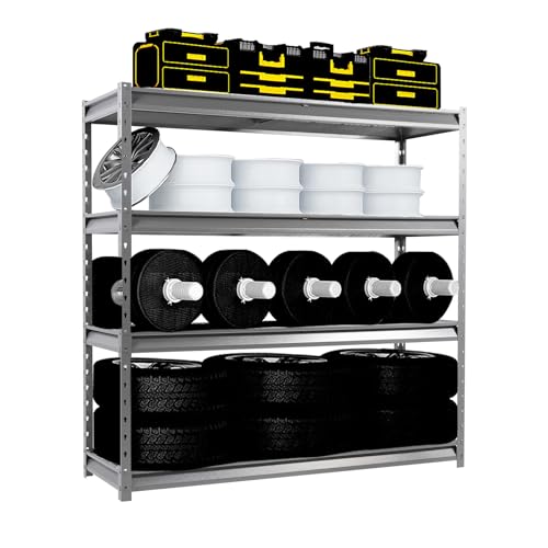 The Atlas 72" W Metal Garage Shelving Unit Load 12000 Lbs (Grey / 72”W x 24”D x 72”H, 12000lbs)