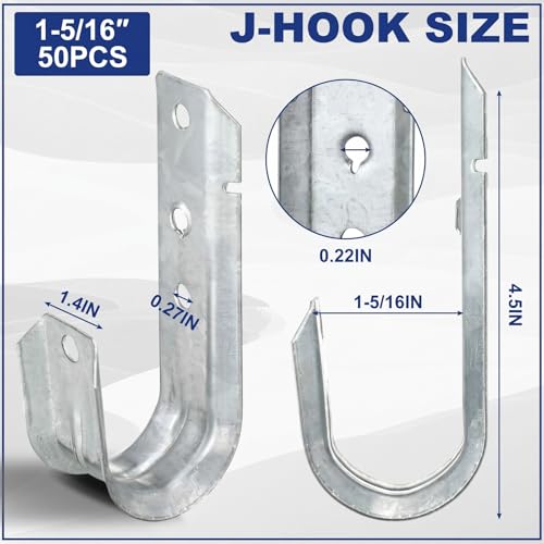 50 J Hooks for Hanging Heavy Duty J Hooks (Modern / 1/5-16 Inch)