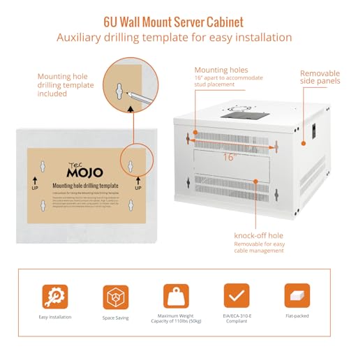 6U Wall Mount Rack Network Cabinet for 19" IT Equipment (6U/Glass Door / White)