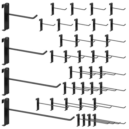 40Pcs 4" 6" 8" 10" Gridwall Display Hooks Assortment Set (4" 6" 8" 10" / Black)