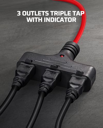 Retractable Extension Cord Reel (Black/Red-red Cord)